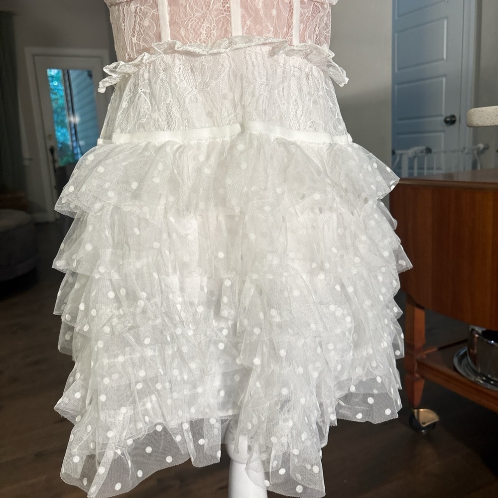 For Love And Lemons White and sheer corset Ruffle Dress - Picture 3 of 5